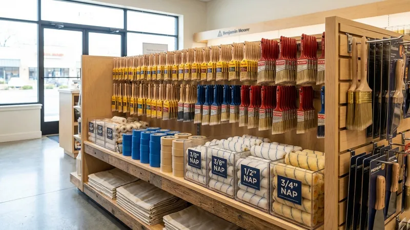 Benjamin Moore paint products, brushes, and supplies at Kwikze Paint Houston